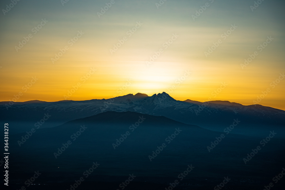 mountain at the sunset