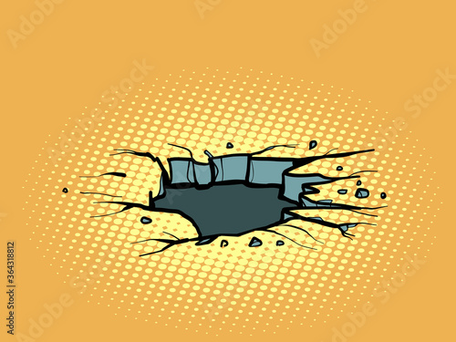 A hole in the floor or ceiling