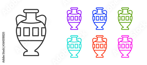 Black line Ancient amphorae icon isolated on white background. Set icons colorful. Vector.
