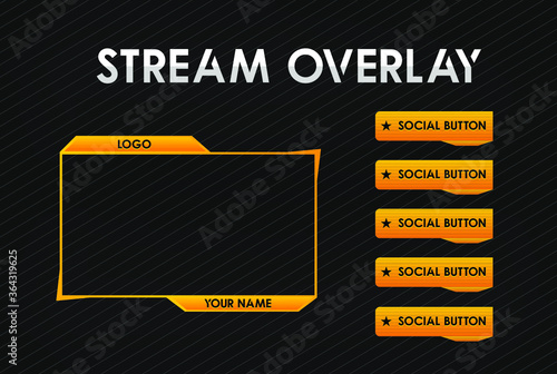 Gaming Stream Overlay, Panels, Vector Illustration Background