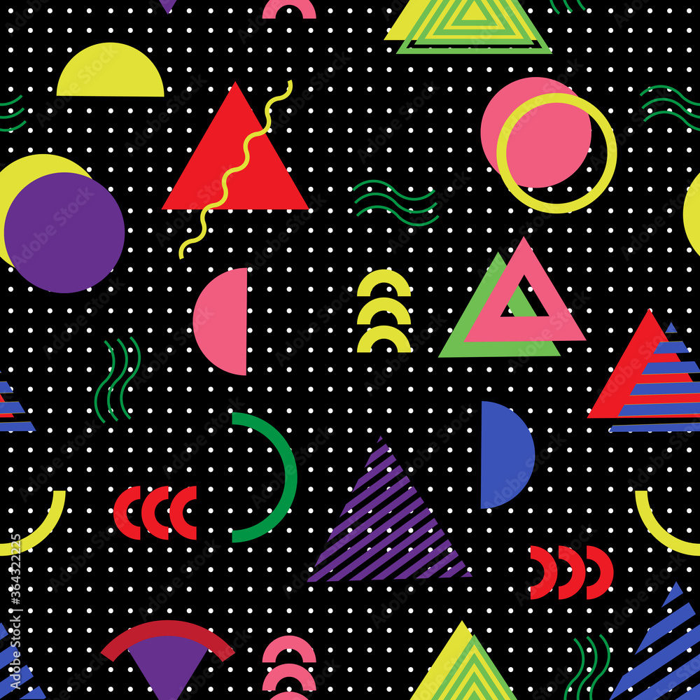 Bright abstract seamless background in memphis style. Bright abstract seamless background in memphis style.