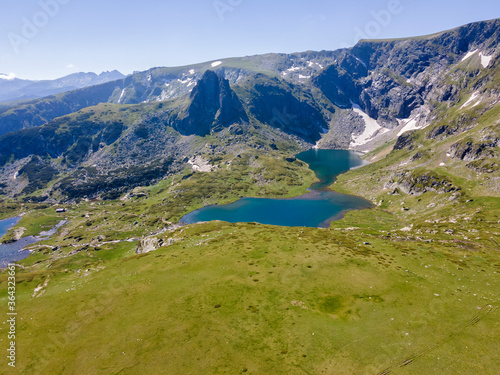 Aerial view of The Seven Rila Lakes  Bulgaria
