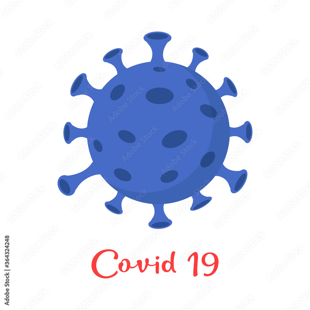 Coronavirus Cells or Bacteria Molecule. Virus COVID-19 Cell in Spherical Shape with Long Antennas. Vector flat Illustration on white background. Coronavirus Cells or Bacteria Molecule. Virus COVID-19 Cell in Spherical Shape with Long Antennas. Vector flat Illustration on white background.