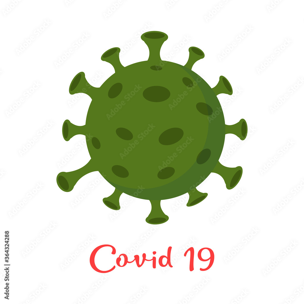 Coronavirus Cells or Bacteria Molecule. Virus COVID-19 Cell in Spherical Shape with Long Antennas. Vector flat Illustration on white background. Coronavirus Cells or Bacteria Molecule. Virus COVID-19 Cell in Spherical Shape with Long Antennas. Vector flat Illustration on white background.