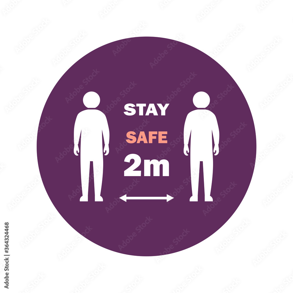 Keep distancing stop Covid-19 signage icon. Keep distancing sticker Keep distancing stop Covid-19 signage icon. Keep distancing sticker