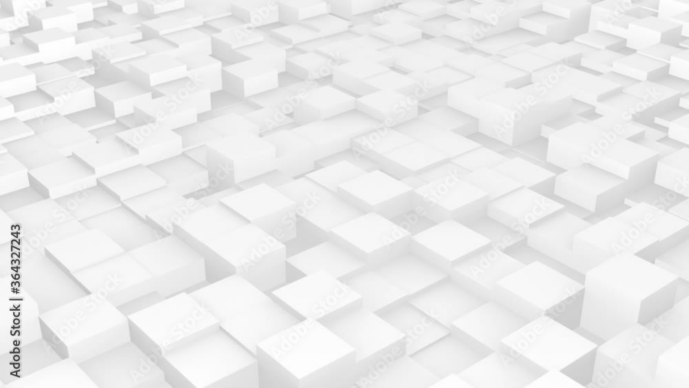 abstract white 3d cubes motion background. 4k animation seamless loop. random moving blocks
