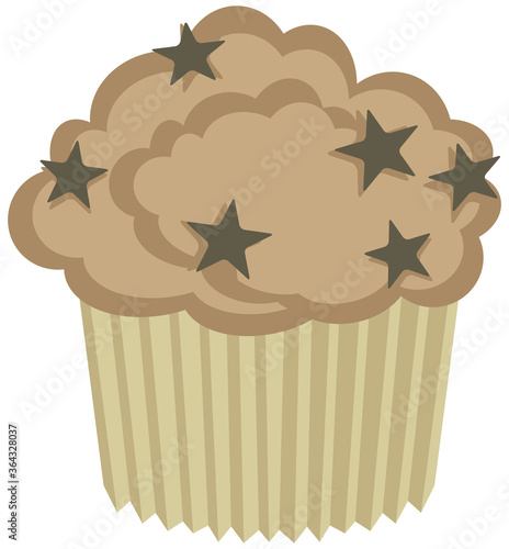 Cupcake with little stars. Vector illustration of a delicious cupcake with little chocolate stars.