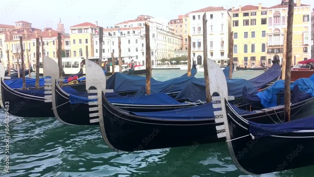 Boats align parking at the dock in Venice, Italy. Boats align parking at the dock in Venice, Italy.