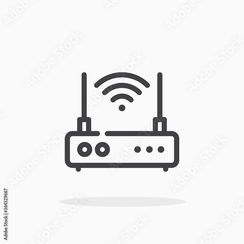 Wireless router icon in line style. Editable stroke.