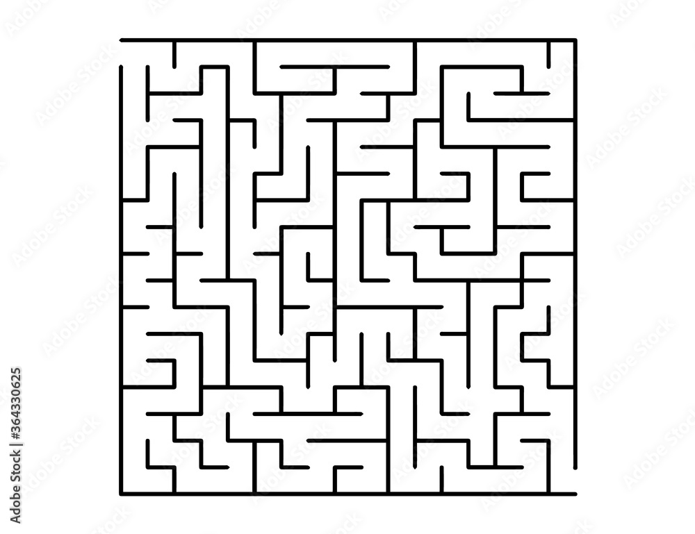 White vector template with a black  maze, puzzle. Abstract illustration with maze on a white background. Concept for making right choices.