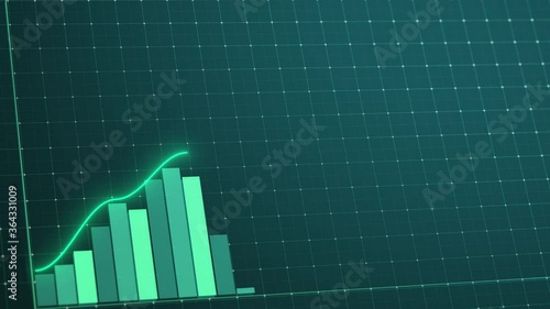 Rising stock graph animation. Dynamic infographics. Growing chart showing successful rates. Global statistics. Business data visualization. Positive trend of currency rate, income. Technological clip