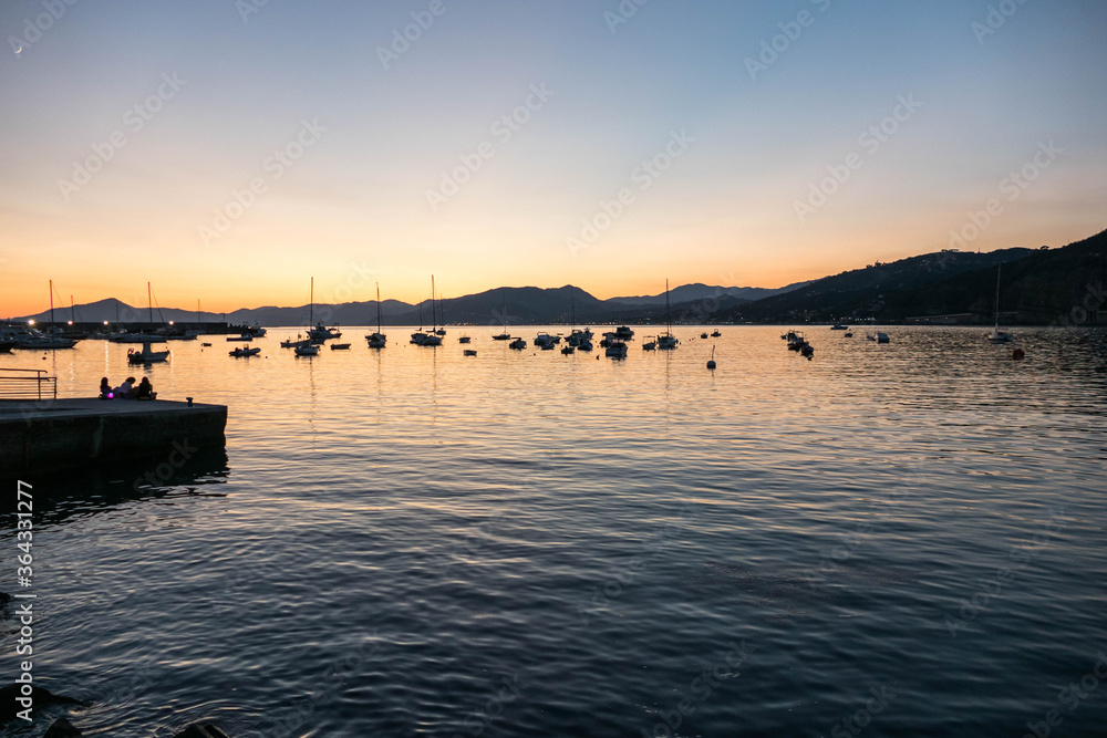 sunset on the sea in Sestri Levante sunset on the sea in Sestri Levante