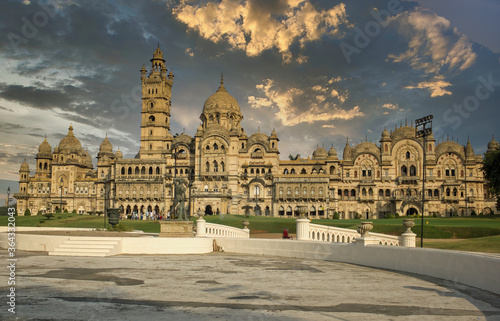 Vadodara, India - November 16, 2012: Front view of the Lakshmi Vilas Palace in the state of Gujarat, was constructed by the Gaekwad maratha family, who ruled the Baroda State photo