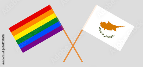 Crossed flags of LGBT and Cyprus