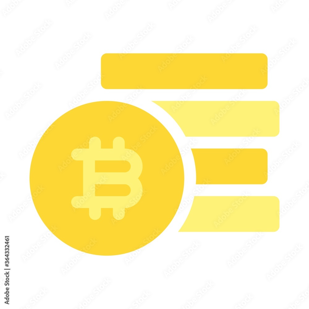 Gold bars and bitcoin icon together offering concept of safe investment option. Flat icon illustration. Gold bars and bitcoin icon together offering concept of safe investment option. Flat icon illustration.