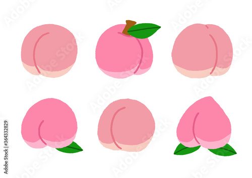 もも モモ 桃 ピーチ 手描き ベクター イラスト