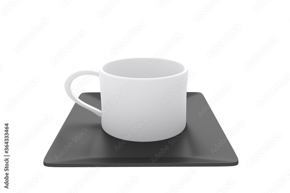 japanese traditional with cup on white background.3D rendering. japanese traditional with cup on white background.3D rendering.