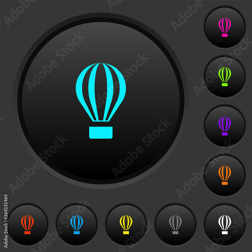 Air balloon dark push buttons with color icons