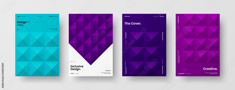 Company identity brochure template collection. Business presentation vector A4 vertical orientation front page mock up set. Corporate report cover abstract geometric illustration design layout bundle. Company identity brochure template collection. Business presentation vector A4 vertical orientation front page mock up set. Corporate report cover abstract geometric illustration design layout bundle.