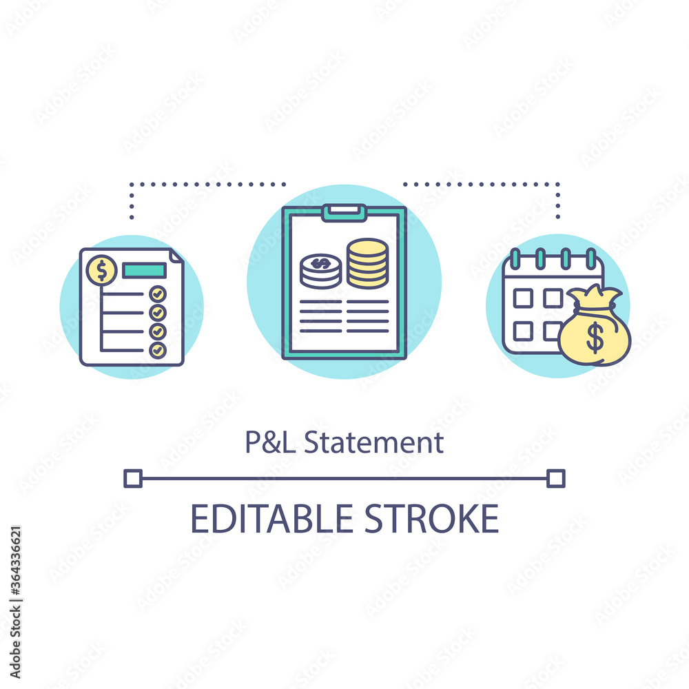 Profit and loss statement concept icon. Balance sheet for business