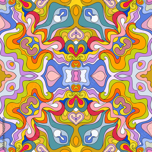 Vector abstract ethnic hand drawn seamless pattern