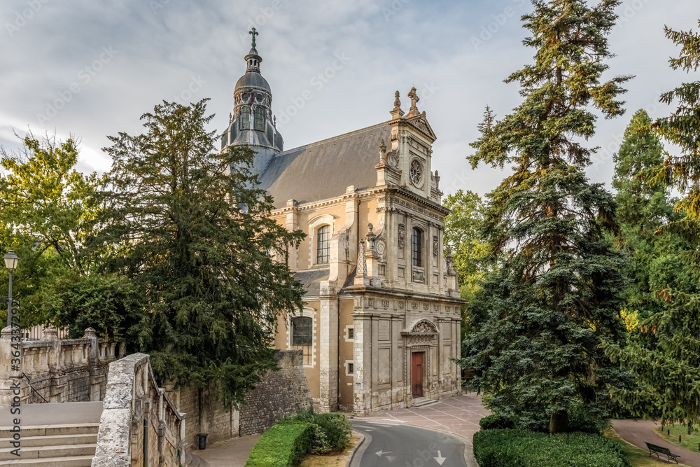 Blois, Loire Valley, France. Church Saint Vincent de Paul in the Garden Augustin Thierry.