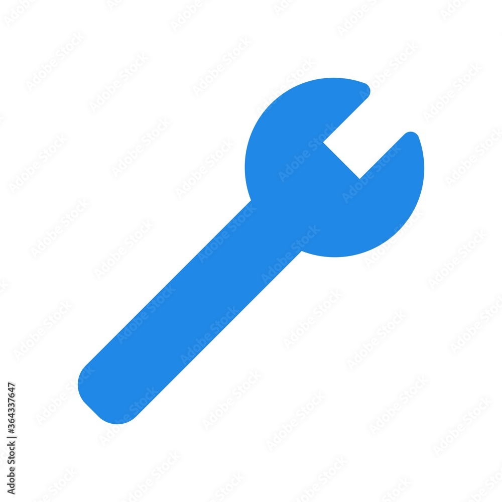 Wrench icon illustration in flat design style. Mechanical repair service sign. Settings symbol. Wrench icon illustration in flat design style. Mechanical repair service sign. Settings symbol.