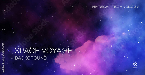 Vector illustration of space, planets and galaxy for poster, banner or background.