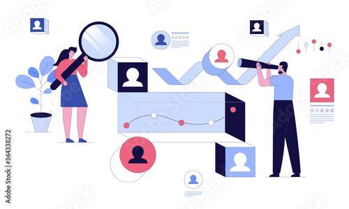 Vector character illustration of headhunter in social network