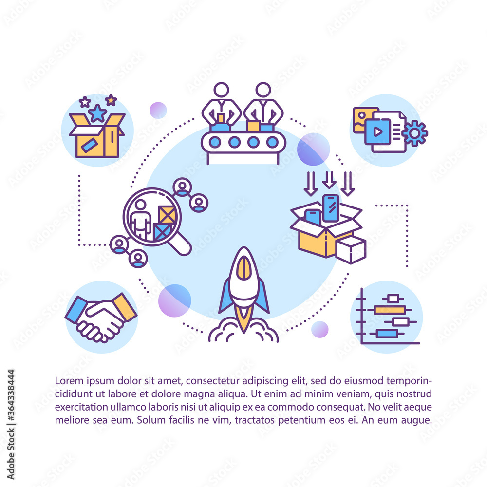 Product launch lifecycle concept icon with text. Manufacturing and ...
