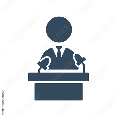 Public speaker icon illustration. Tribune speech sign.