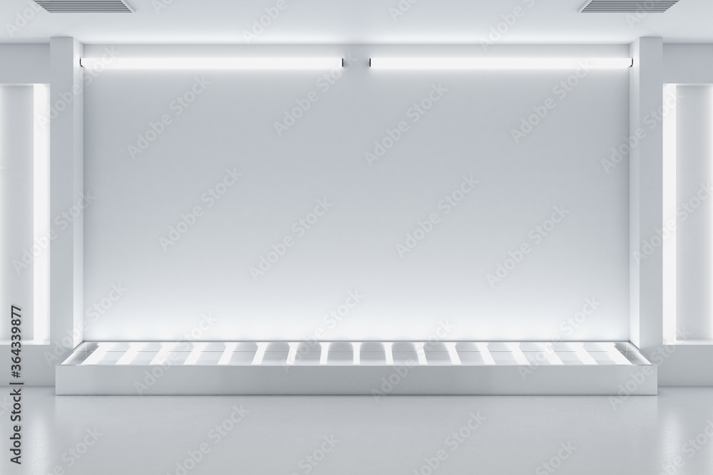 Exhibition hall interior and blank white wall. Exhibition hall interior and blank white wall.