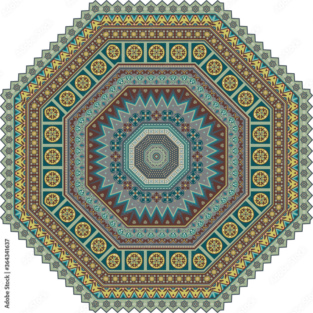 Vector mosaic ethnic mandala octahedron figure Vector mosaic ethnic mandala octahedron figure