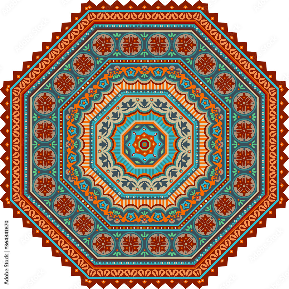Vector mosaic ethnic mandala octahedron figure Vector mosaic ethnic mandala octahedron figure