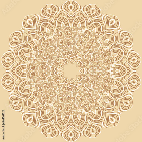 Vector ethnic round ornamental illustration.