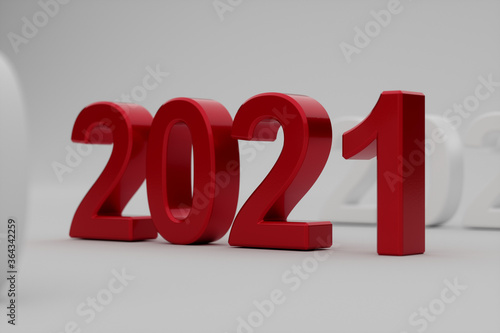 2021 year on white background. Soft focus