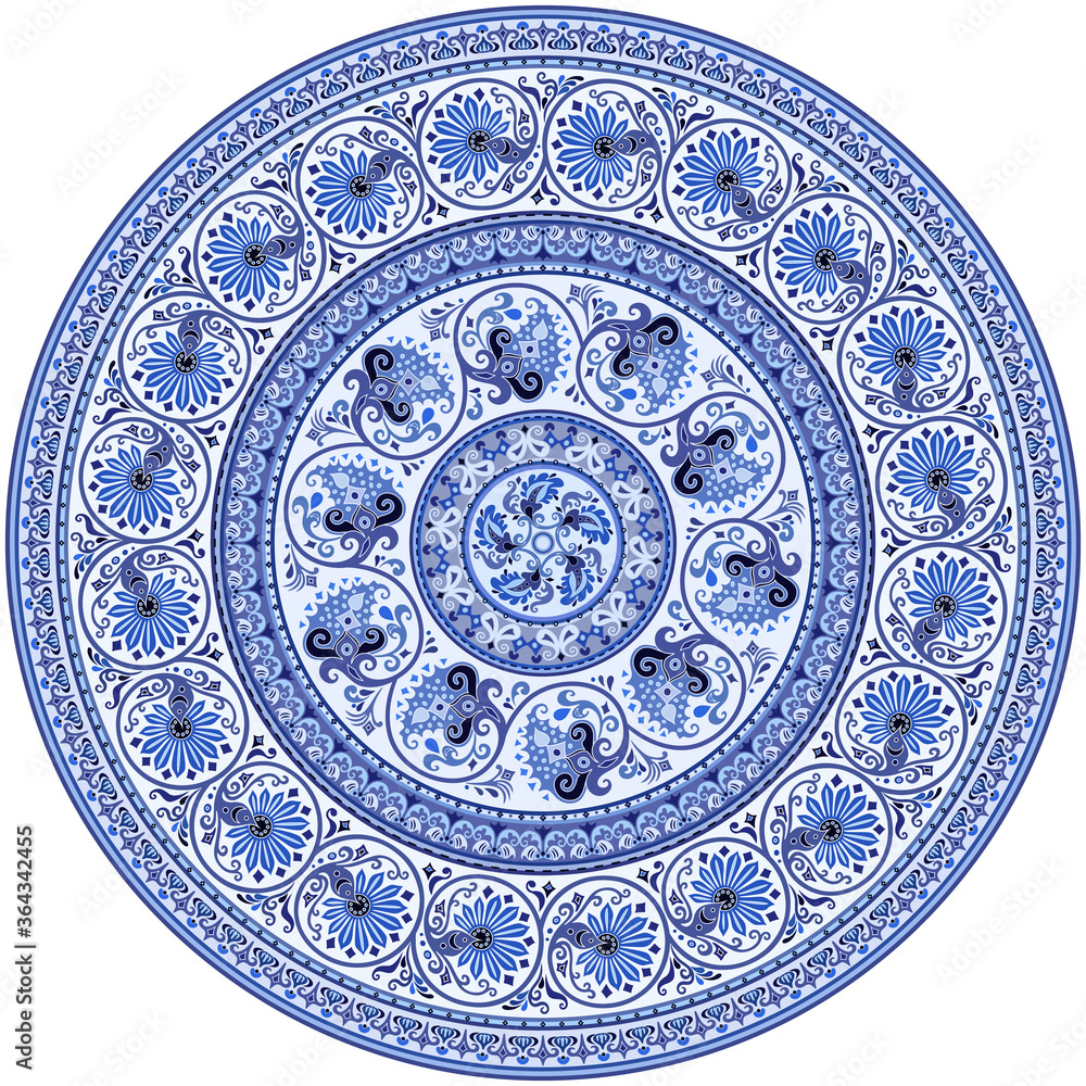 Vector ethnic round ornamental illustration.