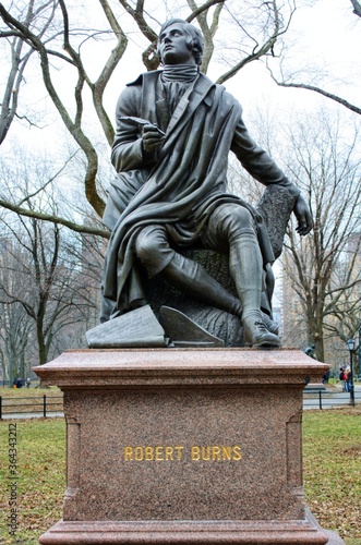 Monument of Robert Burns in Central Park, New York, USA 
