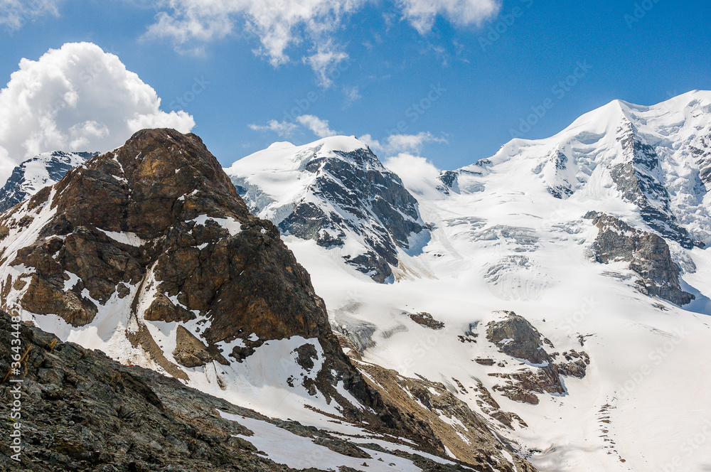 Bernina, Piz Palü, Diavolezza, Gletscher, Piz Trovat, Piz Bernina, Berninagruppe, Gletscherwanderung, Alpen, Pontresina, Graubünden, Sommer, Klimawandel, Schweiz