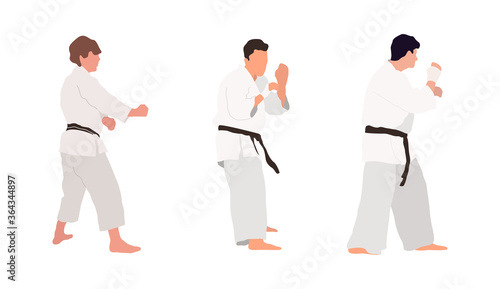 Karate people big vector isolated flat illustration set