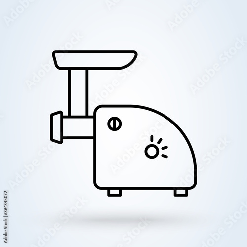 Meat grinder icon in line design style isolated on white background. Meat mincer symbol.