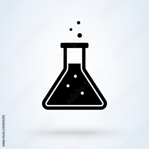 Laboratory experiment flask icon illustration. Chemistry test tube. Flat design style.