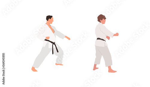 Obraz na płótnie Two karate fighters vector isolated flat illustration