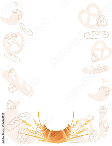 Advertising flyer design with bakery croissants products for bakery shop cartoon food flat vector illustration on white background