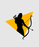 Lord rama vector design silhouette graphics with orange background.