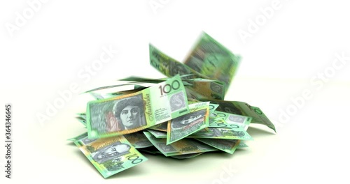 Australian Dollar falling on white background