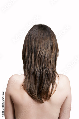 Rear photo Young Brunette Woman Hair