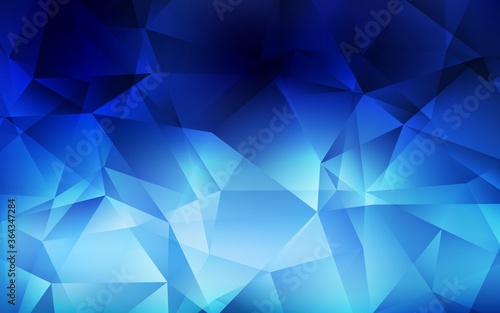 Dark BLUE vector triangle mosaic background. Shining polygonal illustration, which consist of triangles. Completely new template for your banner.