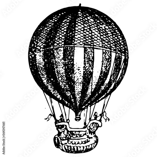 Vintage engraving of a a hot air balloon