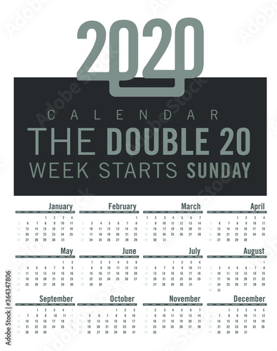 2020 calendar Week starts with monday